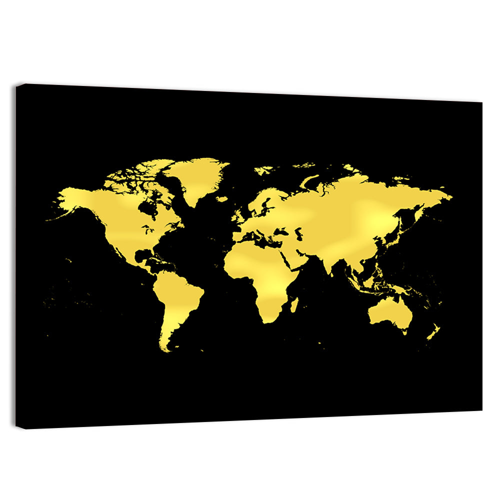 Metallic Gold World Map Wall Art, canvas print, landscape