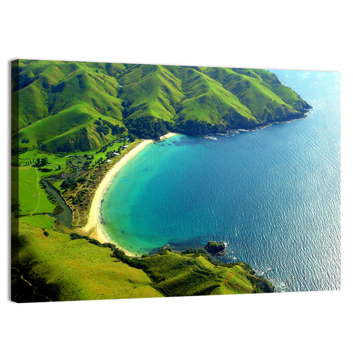 Taupo Bay Aerial View Wall Art as a canvas print
