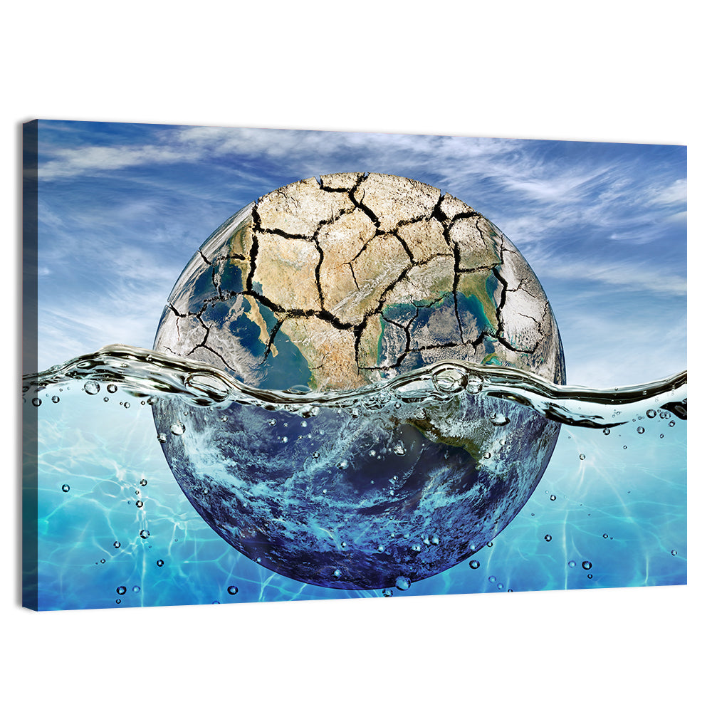 Half-submerged Planet Concept Wall Art, canvas print, landscape