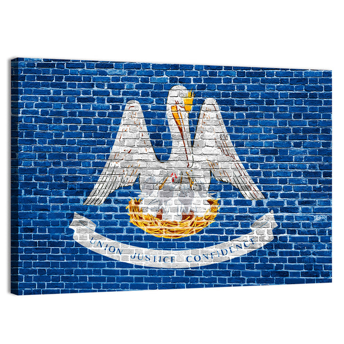 Vintage Louisiana Flag Wall Art as a canvas print
