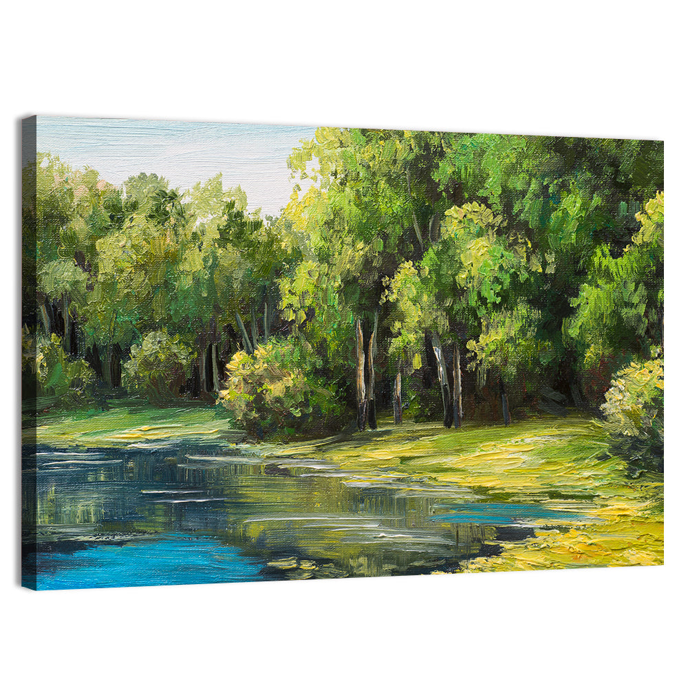 Tranquil Forest Lake Wall Art, canvas print, landscape