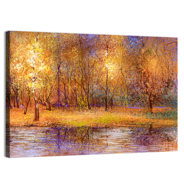 Autumn Lake Reflection Wall Art as a canvas print