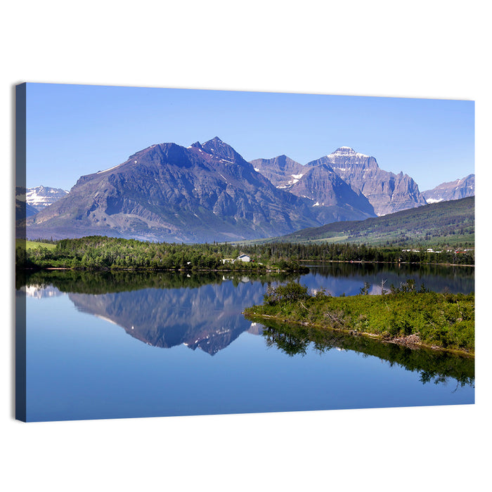 Glacier National Park Lake Reflection Wall Art as a canvas print