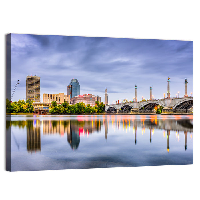 Springfield Skyline with Memorial Bridge Wall Art as a canvas print