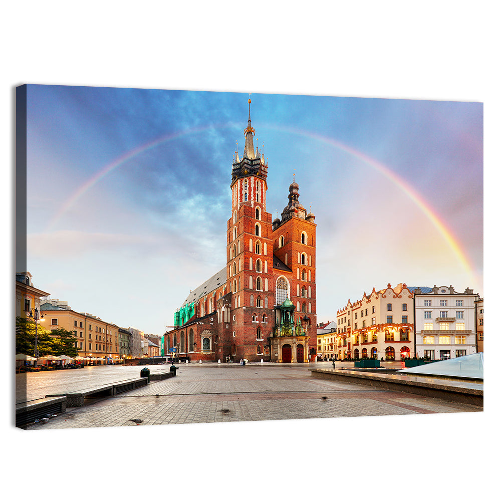 St. Mary's Basilica at Dusk, Krakow Wall Art, canvas print, landscape
