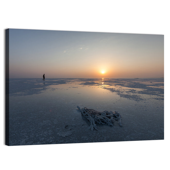 Danakil Desert Sunrise Over Lake Assal Wall Art as a canvas print