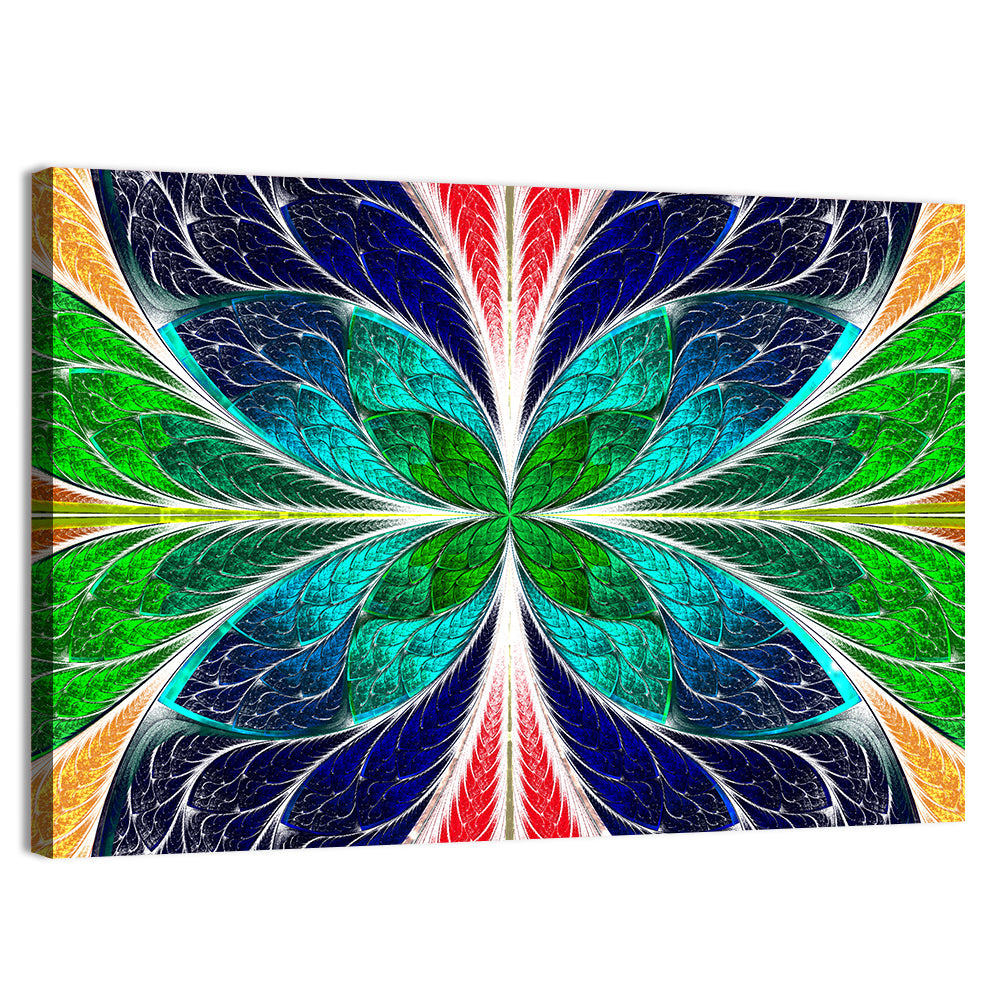 Stained Glass Fractal Floral Pattern Wall Art, canvas print, landscape