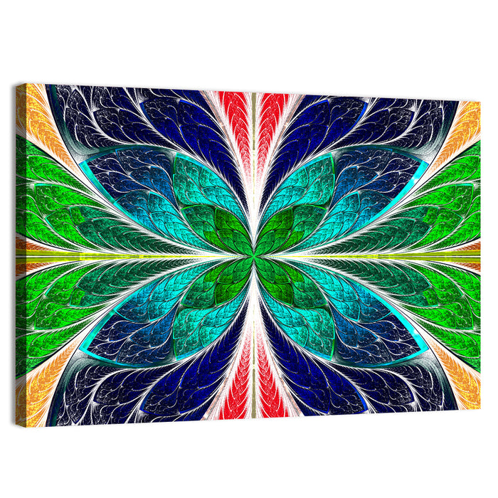 Stained Glass Fractal Floral Pattern Wall Art as a canvas print