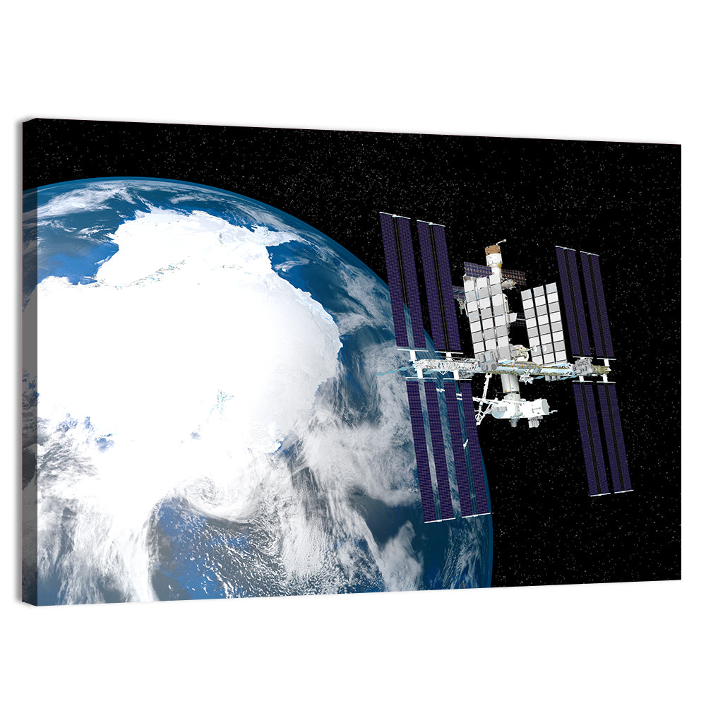 Iss Over Antarctica Wall Art, canvas print, landscape