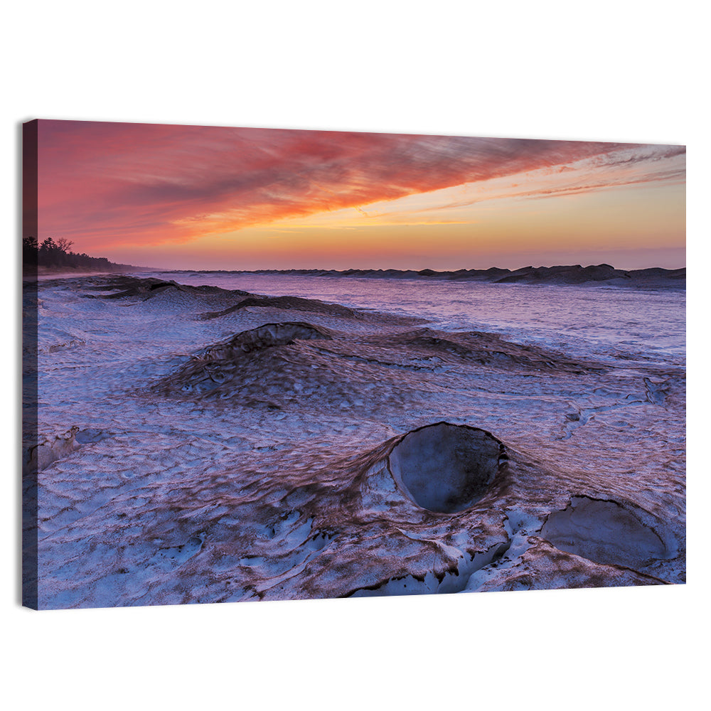 Lake Huron Twilight Shoreline Wall Art, canvas print, landscape