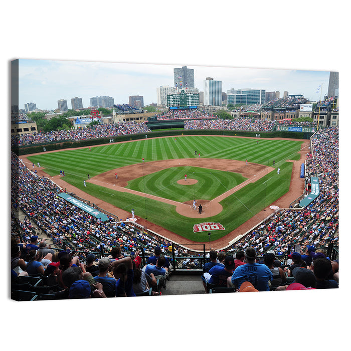 Wrigley Field Crowd Panorama Wall Art as a canvas print