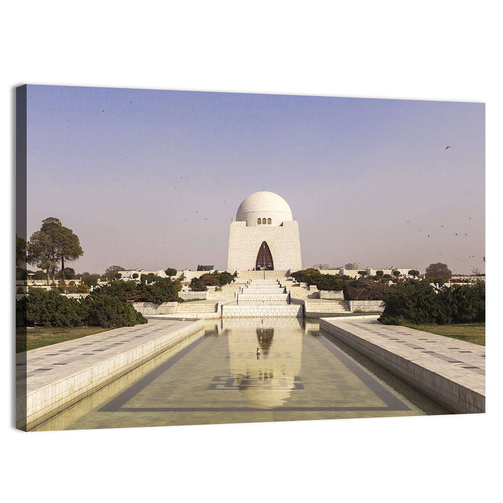 Mazar-e-quaid Mausoleum Reflecting Pool Wall Art, canvas print, landscape
