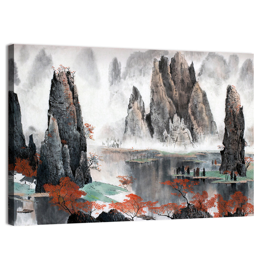 Chinese Misty Landscape Wall Art
