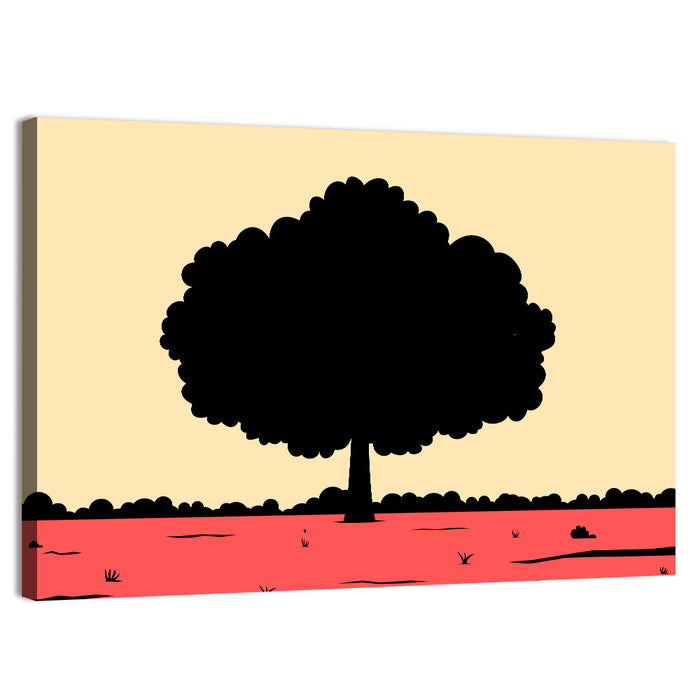 Red Horizon Tree Silhouette Wall Art as a canvas print