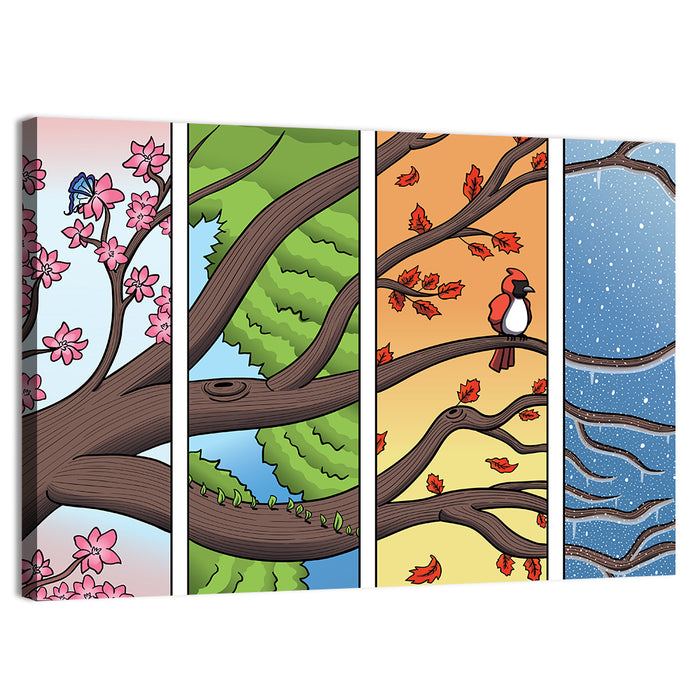 Four Seasons Tree Branch Wall Art as a canvas print