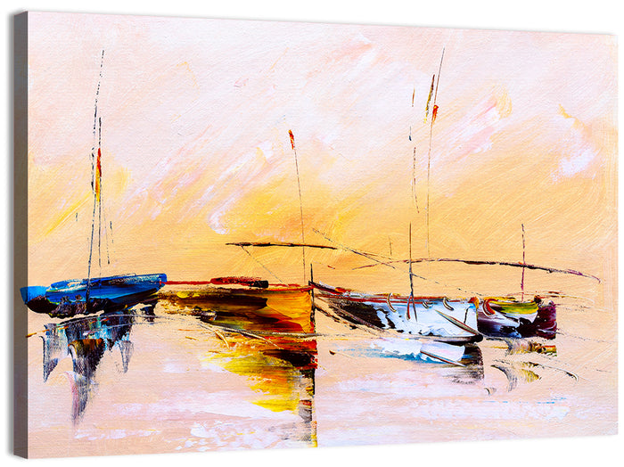 Harbor Boat Reflections Wall Art as a canvas print