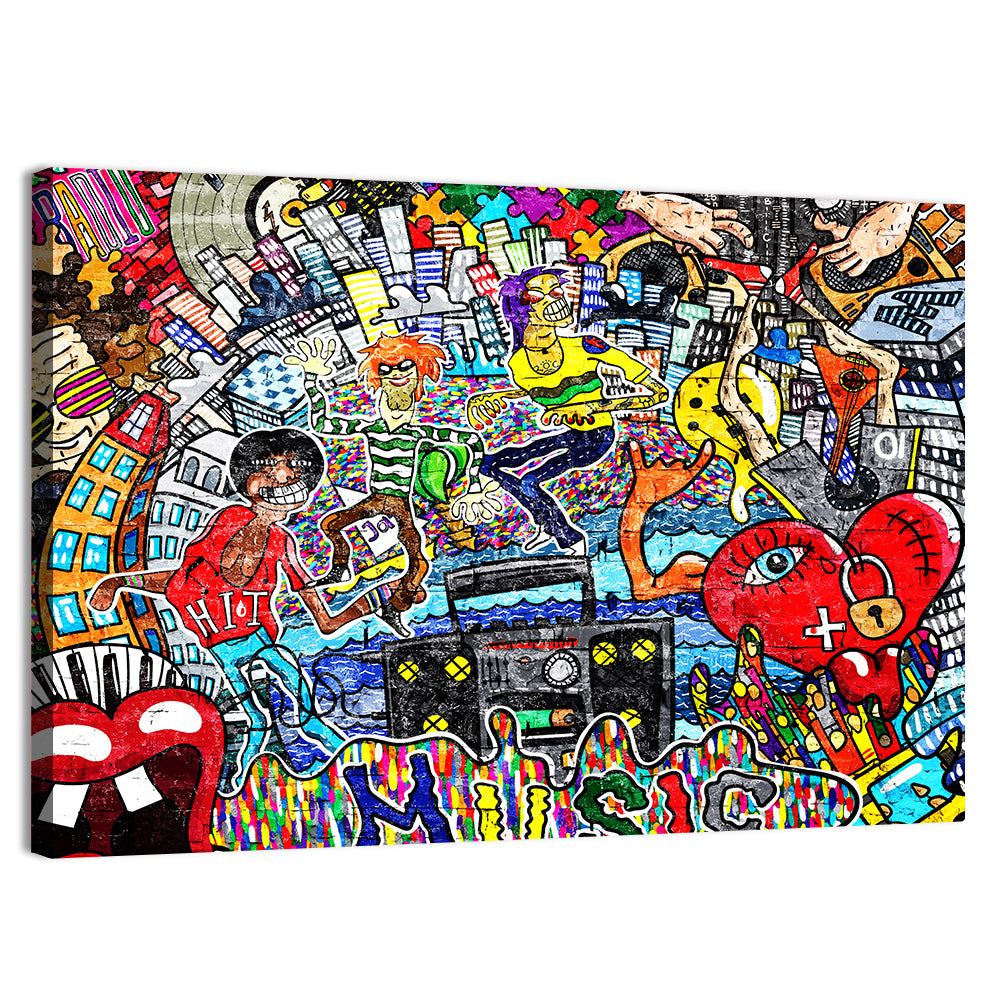 Urban Music Collage Wall Art, canvas print, landscape