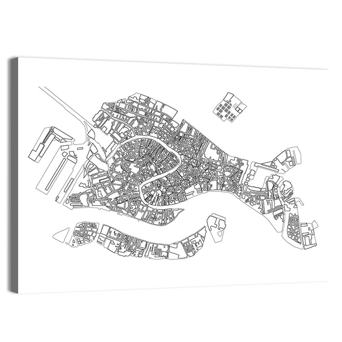 Venice Canal Map Wall Art as a canvas print