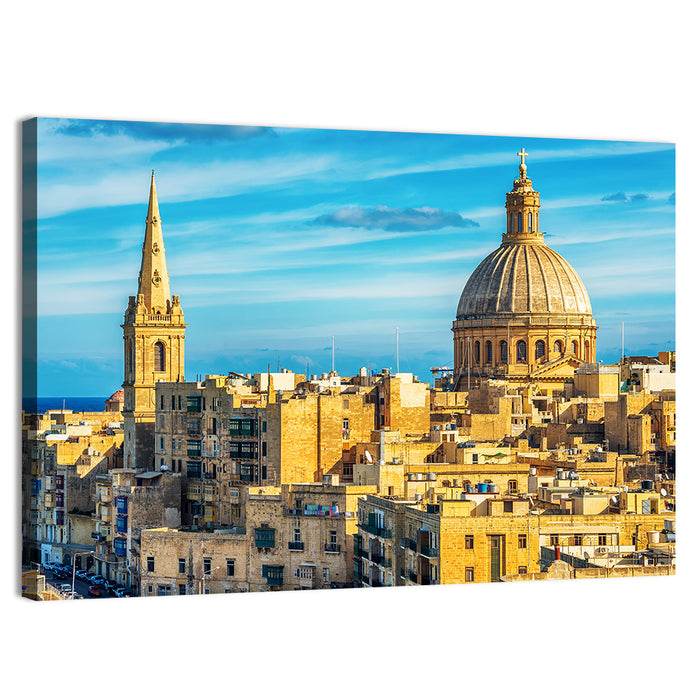 Valletta Skyline with Dome and Spire Wall Art as a canvas print