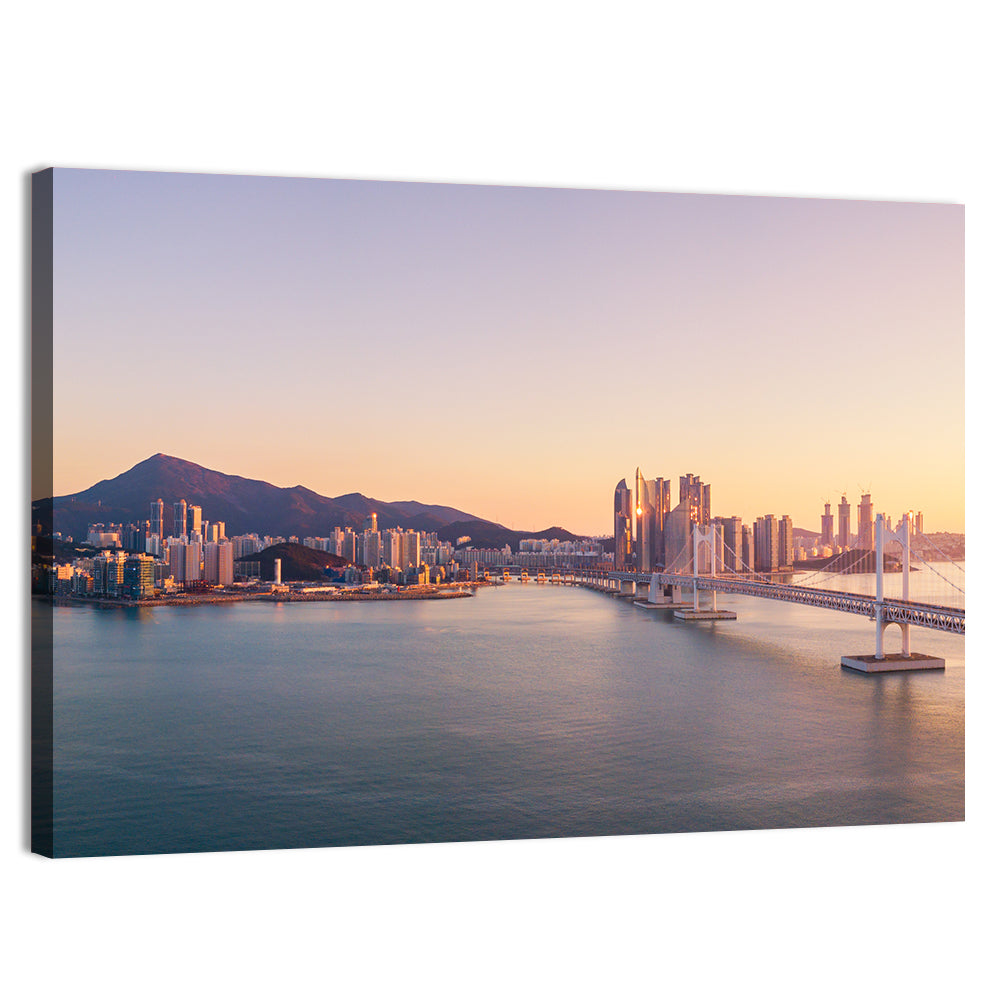 Gwangan Bridge At Sunrise Wall Art