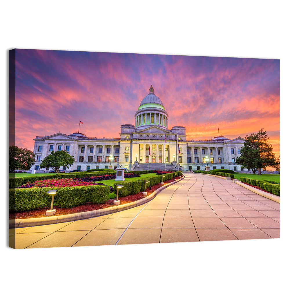 Arkansas State Capitol at Sunset Wall Art, canvas print, landscape