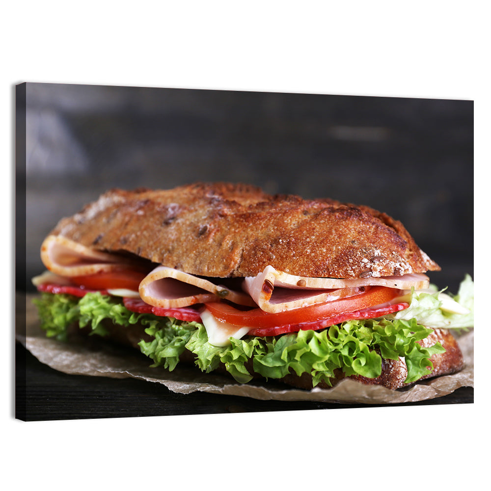 Toasted Ham and Vegetable Sandwich Wall Art, canvas print, landscape
