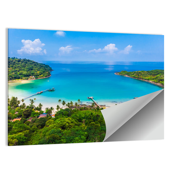 Tropical Bay with Wooden Piers Wall Art as a poster print