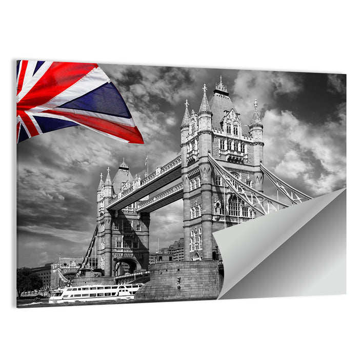 Tower Bridge with Flag Accent Wall Art as a poster print