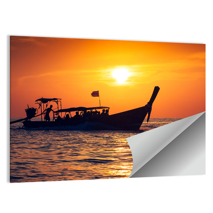 Longtail Boat at Sunset Wall Art as a poster print