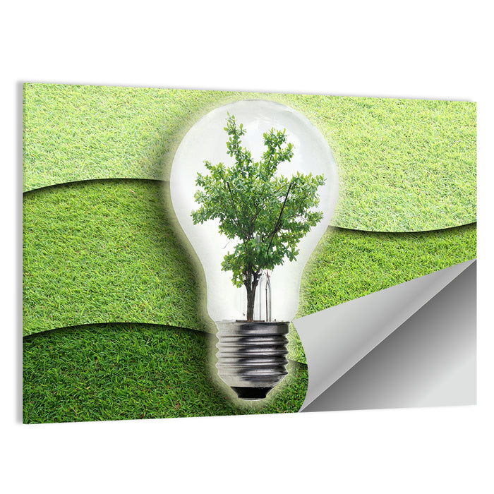 Light Bulb Tree Earth Concept Wall Art as a poster print
