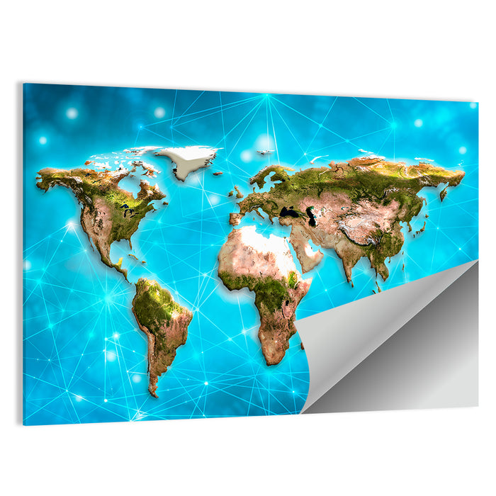 Geometric World Map Illustration Wall Art as a poster print