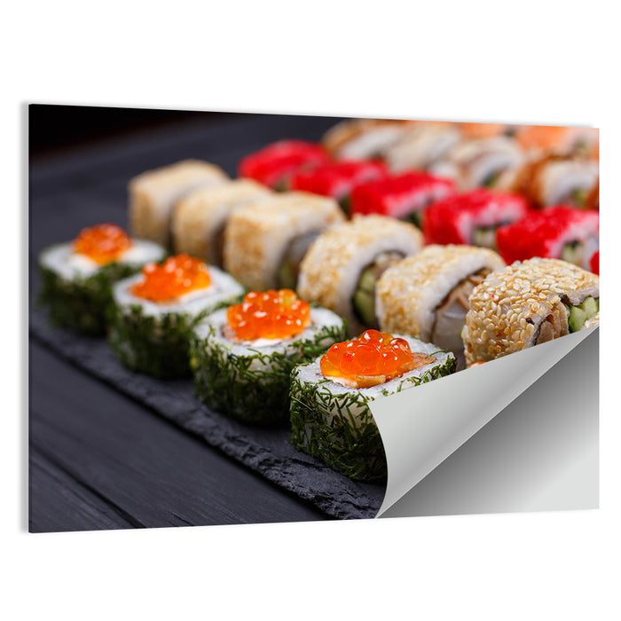 Sushi Rolls with Salmon Roe Wall Art as a poster print