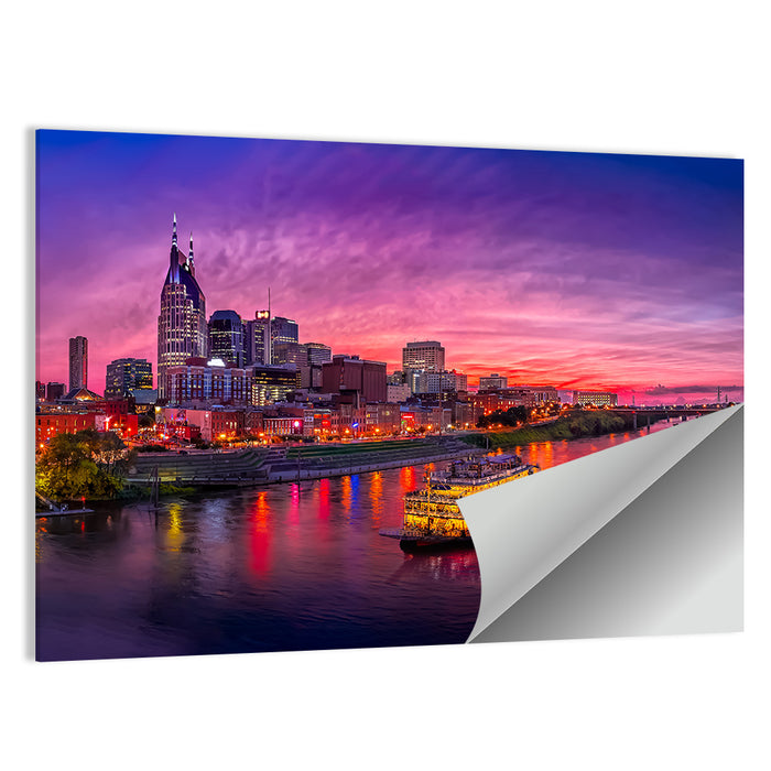 Nashville Riverfront Skyline at Dusk Wall Art as a poster print