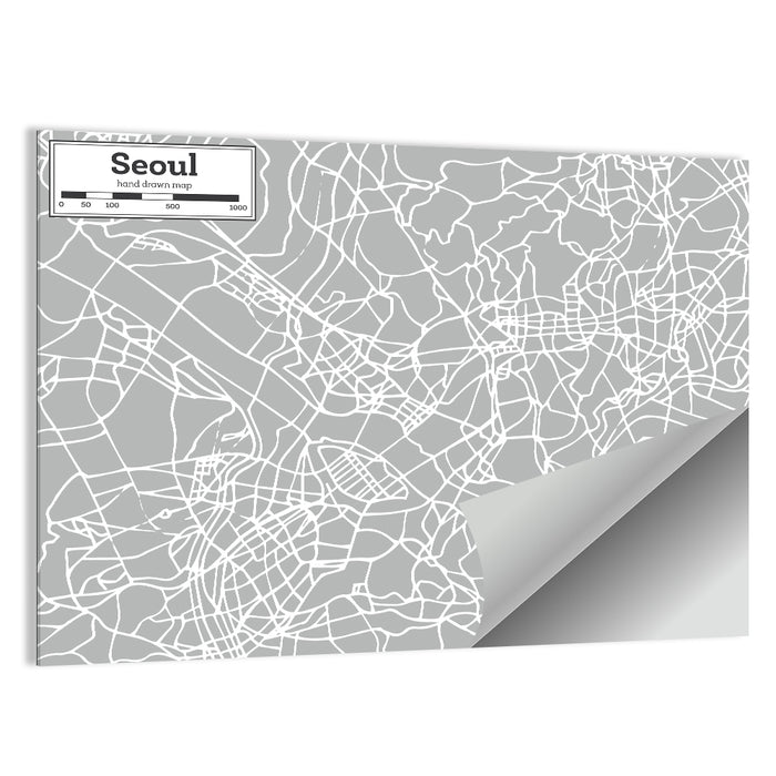 Seoul Street Map Wall Art as a poster print