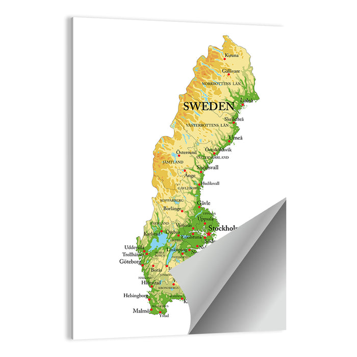 Sweden Relief Map Wall Art as a poster print
