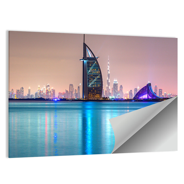 Dubai Night Skyline Wall Art as a poster print