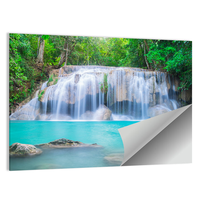 Turquoise Pool Waterfall in Thailand Wall Art as a poster print