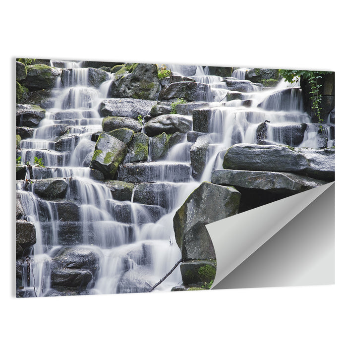 Mossy Tiered Waterfall Wall Art as a poster print