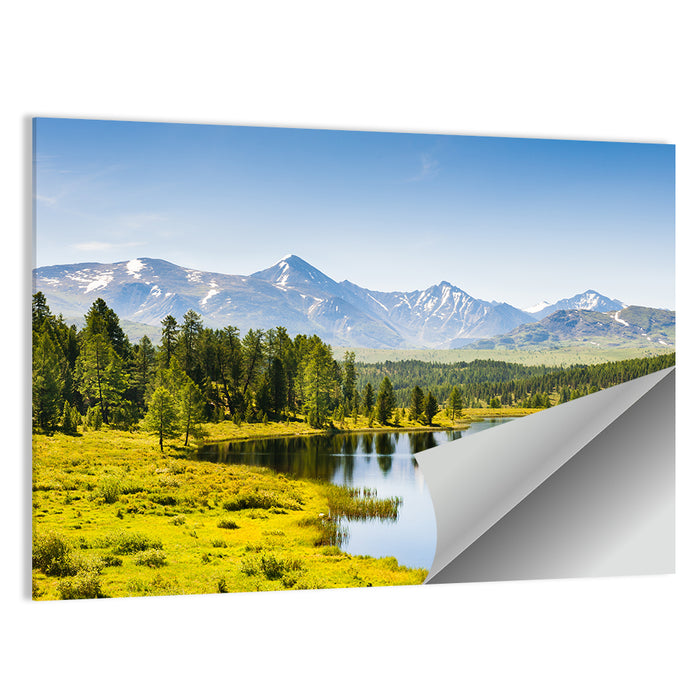 Altai Lake with Snow Capped Peaks Wall Art as a poster print