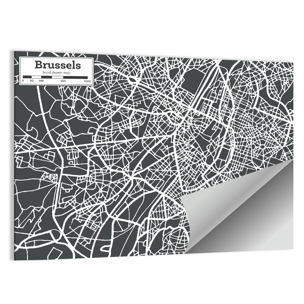 Brussels Map Wall Art