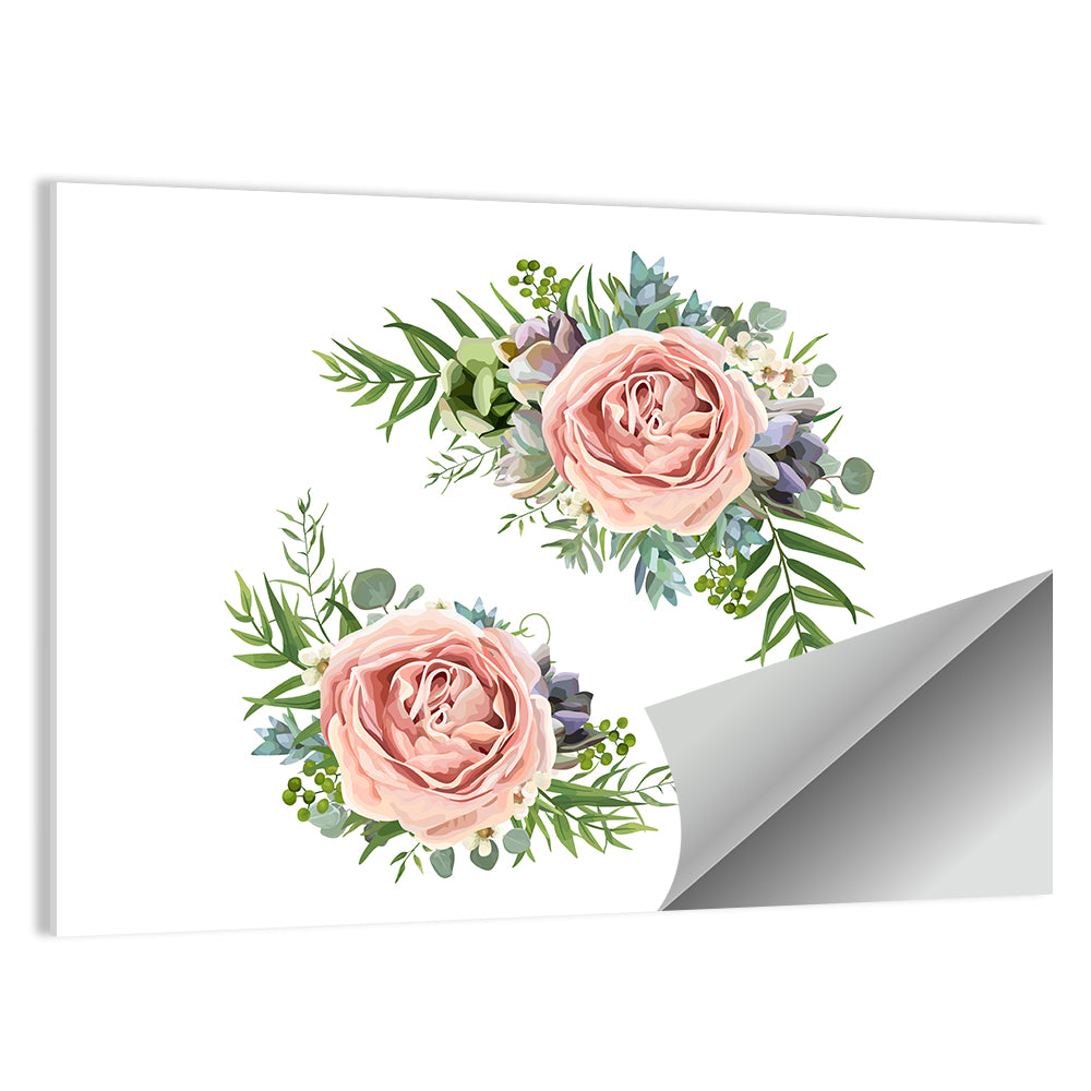 Pink Peach Lavender Rose Wall Art