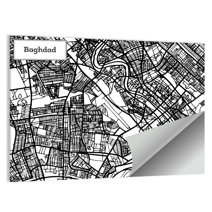 Baghdad Geometric Map Wall Art as a poster print