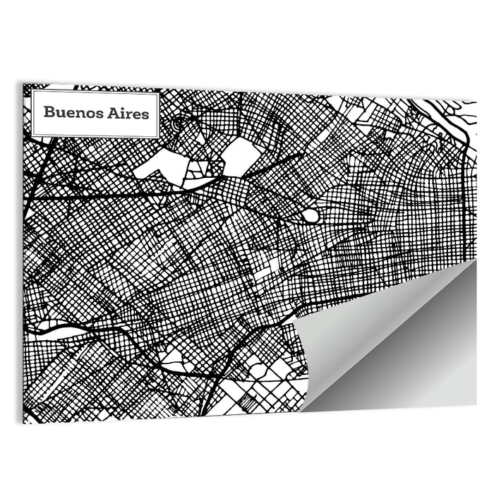 Buenos Aires Street Grid Map Wall Art as a poster print