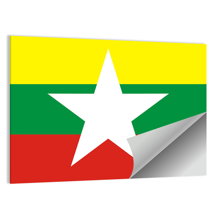 Myanmar Flag with Central Star Wall Art as a poster print