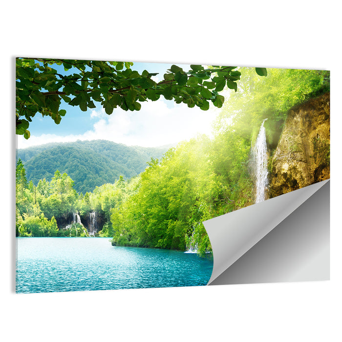 Plitvice Lakes Forest Waterfall Wall Art as a poster print