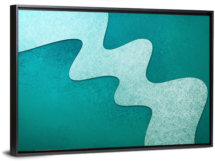Teal Wavy Texture Wall Art as a framed canvas