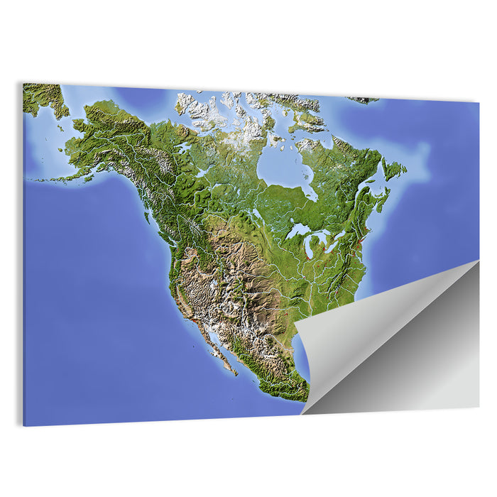 North America Topographic Map Wall Art as a poster print