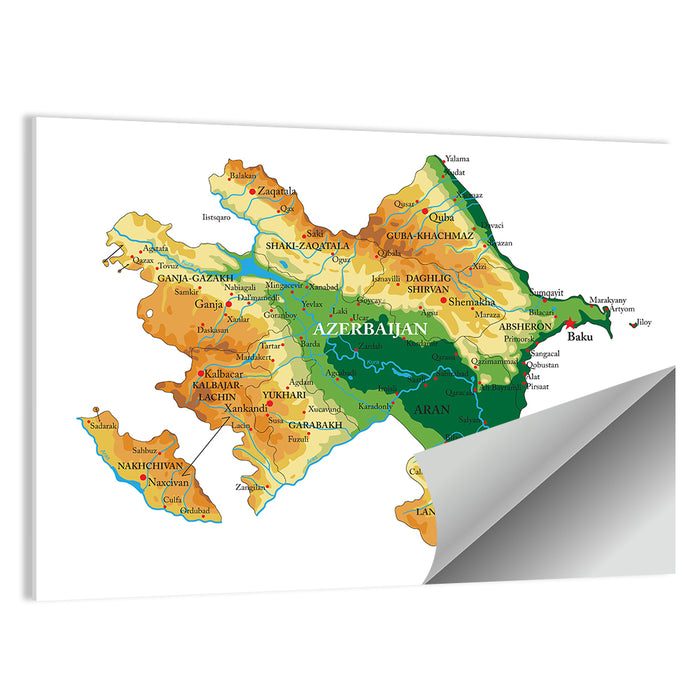 Relief Map of Azerbaijan Wall Art as a poster print