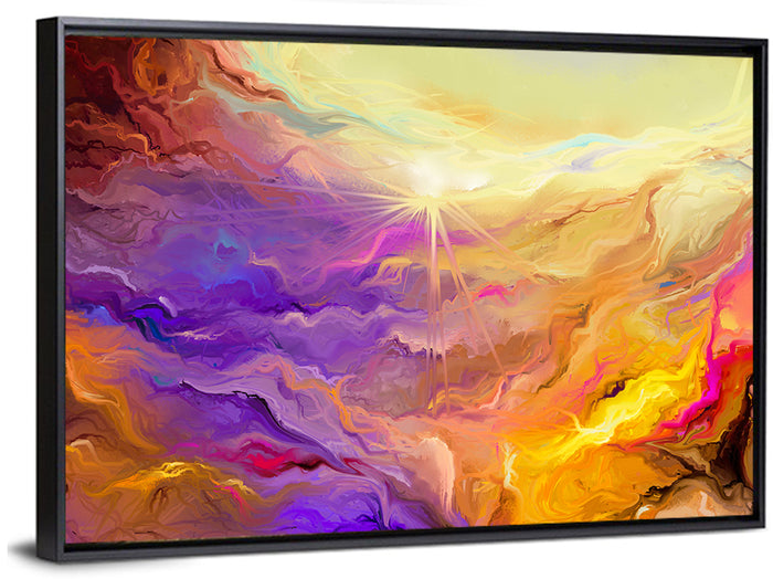 Radiant Sunburst Abstract Wall Art as a framed canvas