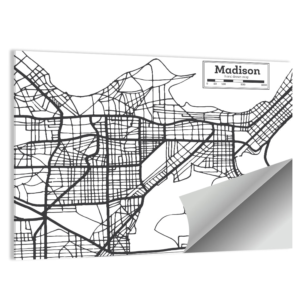 Madison City Map Wall Art